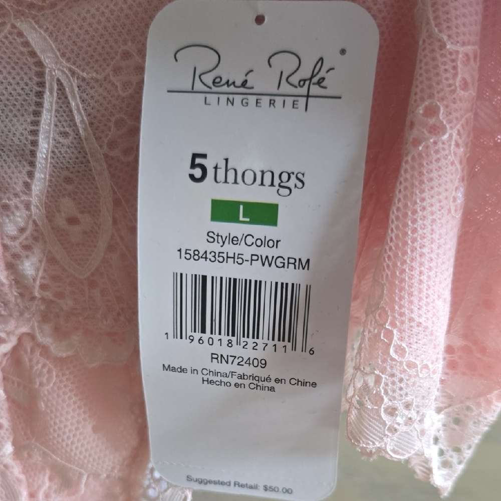 Rene Rofe Women's Lace Thong Collection - Peach, Mint, White, Mocha 💜 - Picture 12 of 13
